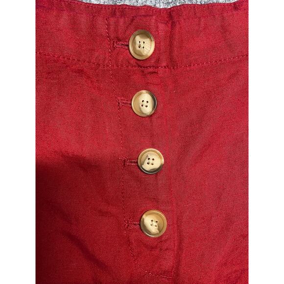 LOFT Red Linen Wide Leg Button Fly Crop Pants - Women's XXL - Picture 5 of 5
